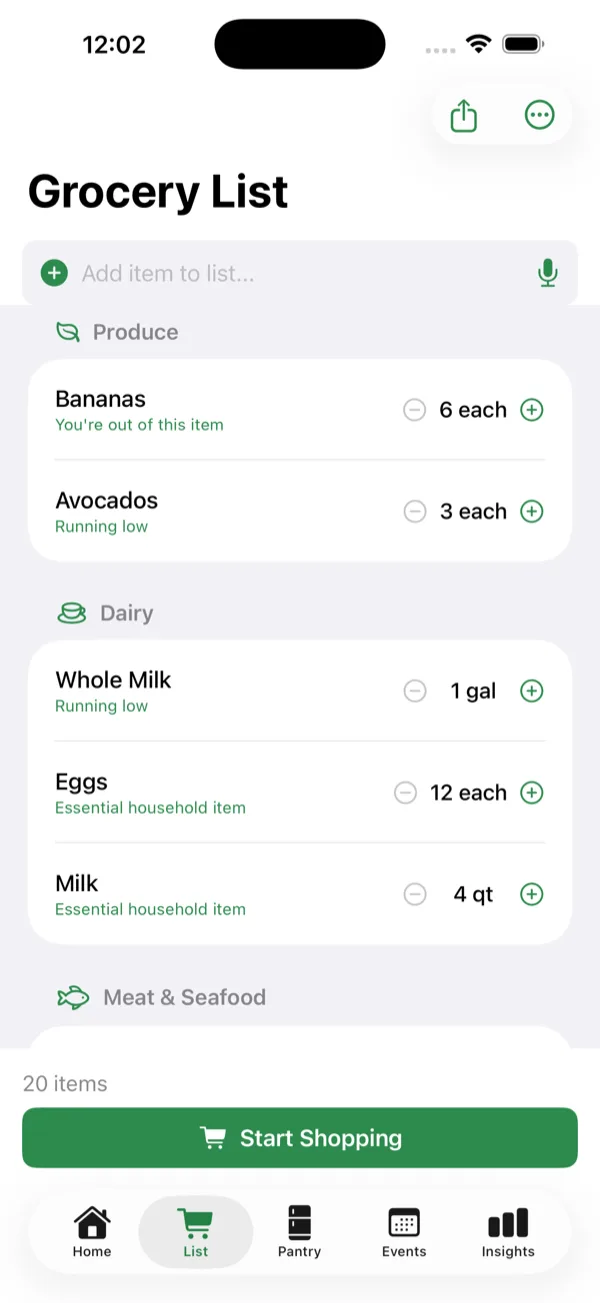 Grocery list